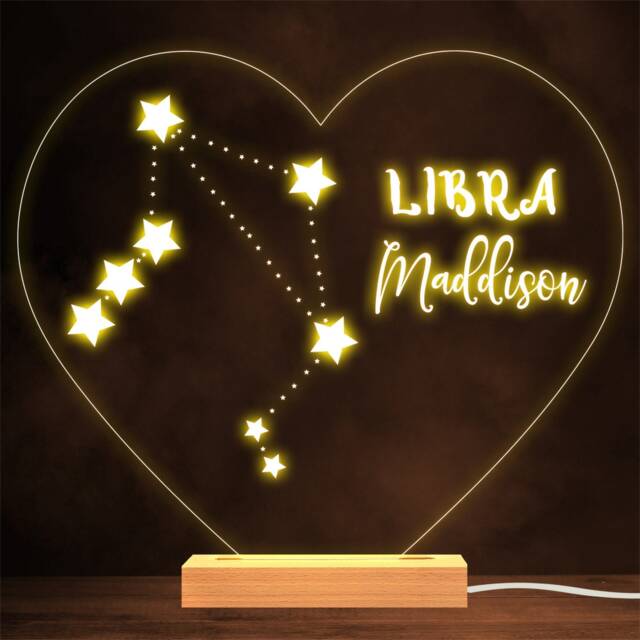 Constellations Zodiac Sign Libra Personalised Gift Lamp Night Light - image 1