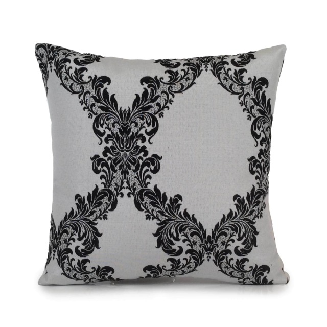 Grey Off White & Black Pillow, Throw Pillow Cover, Trendy Decorative Cushion Pillowcase, Floral Pattern, Cotton Blend - image 1