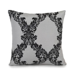 Grey Off White & Black Pillow, Throw Pillow Cover, Trendy Decorative Cushion Pillowcase, Floral Pattern, Cotton Blend - thumbnail 1