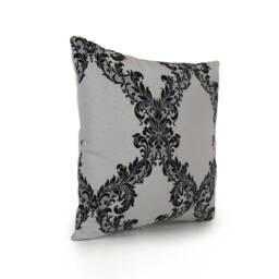 Grey Off White & Black Pillow, Throw Pillow Cover, Trendy Decorative Cushion Pillowcase, Floral Pattern, Cotton Blend - thumbnail 2