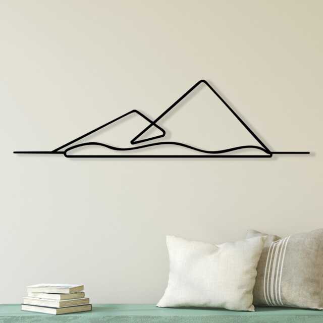 Minimalist Mountain Metal Wall Art, Modern Line Design For Living Room, Unique Birthday Gift - image 1