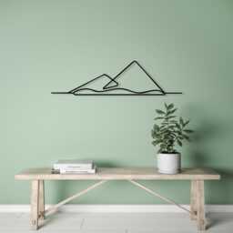 Minimalist Mountain Metal Wall Art, Modern Line Design For Living Room, Unique Birthday Gift - thumbnail 4