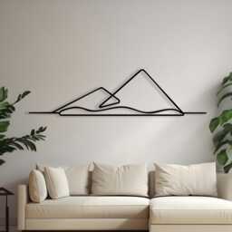 Minimalist Mountain Metal Wall Art, Modern Line Design For Living Room, Unique Birthday Gift - thumbnail 2
