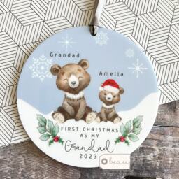 Personalised 1st First Christmas As Grandparent Auntie Uncle Grandma Nanny Baby Animal Koala Panda Bear Acrylic Or Ceramic Ornament Keepsake
