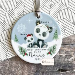 Personalised 1st First Christmas As Grandparent Auntie Uncle Grandma Nanny Baby Animal Koala Panda Bear Acrylic Or Ceramic Ornament Keepsake - thumbnail 4