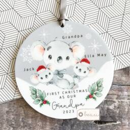 Personalised 1st First Christmas As Grandparent Auntie Uncle Grandma Nanny Baby Animal Koala Panda Bear Acrylic Or Ceramic Ornament Keepsake - thumbnail 2