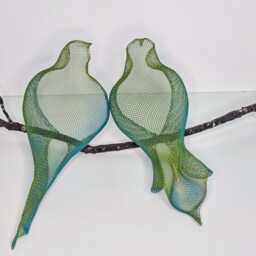 Set Of 2 Wire Mesh Bird Sculptures, Wall Art Decor - thumbnail 4