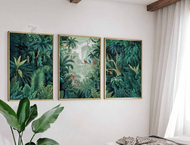 Henri Rousseau Set Of 3 Floral Posters, Tropical Decor, Botanical Wall Art, Jungle Aesthetic, William Morris Print, Art - image 1