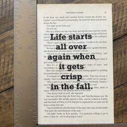 The Great Gatsby Book Quote Art - Life Starts All Over Again When It Gets Crisp in The Fall - thumbnail 3