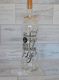 Wine Bottle Light, Decorative Bottle, Wedding Gift, Anniversary Lighted Fairy Lights, Husband & Wife, New Home - thumbnail 1