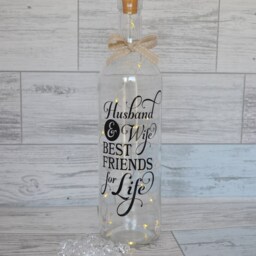 Wine Bottle Light, Decorative Bottle, Wedding Gift, Anniversary Lighted Fairy Lights, Husband & Wife, New Home - thumbnail 2