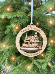 Personalised Oak Motorhome Christmas Ornament Rv Camper Decoration