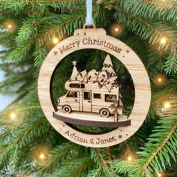 Personalised Oak Motorhome Christmas Ornament Rv Camper Decoration - thumbnail 3