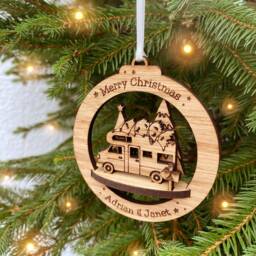 Personalised Oak Motorhome Christmas Ornament Rv Camper Decoration - thumbnail 2
