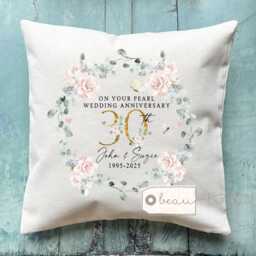 Personalised Pearl Wedding Anniversary Gift 30Th 30 Ruby Silver Golden Diamond Floral Ceramic Small Vase Jug Mug - thumbnail 2