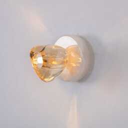Handcrafted White Marble & Amber Glass Luminaire, Wall Lighting, Lamp Vanity Light Fixture, Sconce, Lamp, Small Lighting - thumbnail 2
