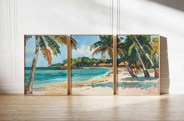 Set Of 3 Dominican Republic Posters, Caribbean Travel Prints, Wall Art, Coastal Decor, Gift, Beach Prints - image 1