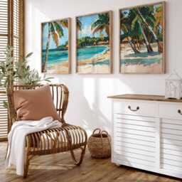Set Of 3 Dominican Republic Posters, Caribbean Travel Prints, Wall Art, Coastal Decor, Gift, Beach Prints - thumbnail 3