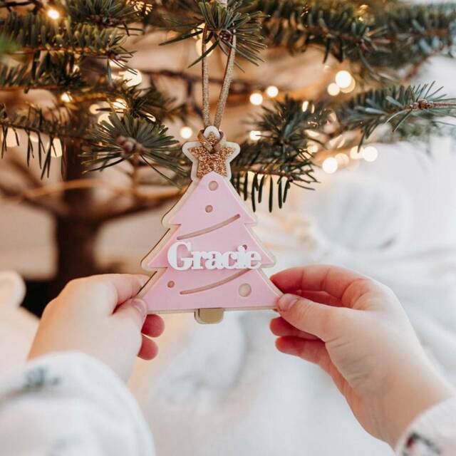 Personalised Christmas Tree Bauble Name Gift Ornament Acrylic - image 1