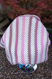 Crochet Blanket in Shades Of Pink Aran Wool, Hand Crafted Afghan Throw, Handmade Stripe - thumbnail 1