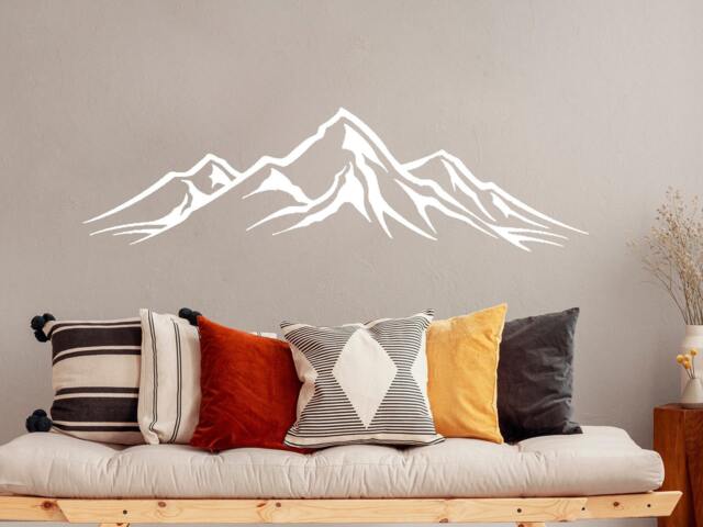 Mountain Wall Decal - Art Decor Mountains Vinyl Stickers Rustic Home Nursery Living Room Sm249 - image 1
