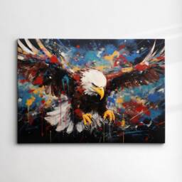 Bald Eagle Bird Abstract Modern Painting Splatter Wall Art, Framed Canvas Poster Print, Home Kitchen Office Room Decor, Gifts - thumbnail 3