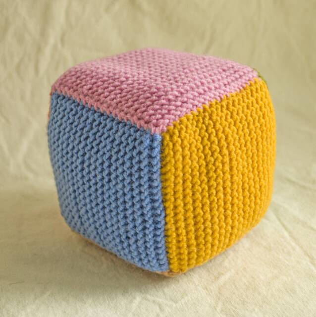 Cube Multicolor Soft Knitted Baby Block Waldorf Montessori Sensory Toy - image 1