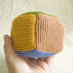 Cube Multicolor Soft Knitted Baby Block Waldorf Montessori Sensory Toy - thumbnail 3