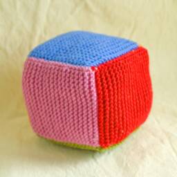 Cube Multicolor Soft Knitted Baby Block Waldorf Montessori Sensory Toy - thumbnail 2