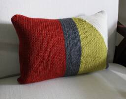 Crochet Throw Pillow Terracotta/Charcoal/Citron/Cream, Decorative Accent Pillow, 12 X 16 Lumbar