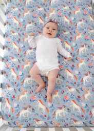 Unicorns Crib Sheet, Princess Nursery, Unicorns Baby Girl Super Soft Bamboo Sheet