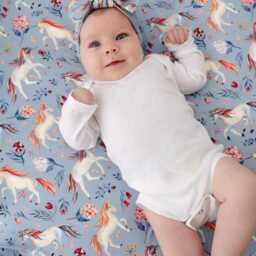 Unicorns Crib Sheet, Princess Nursery, Unicorns Baby Girl Super Soft Bamboo Sheet - thumbnail 3