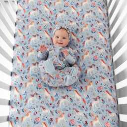 Unicorns Crib Sheet, Princess Nursery, Unicorns Baby Girl Super Soft Bamboo Sheet - thumbnail 4