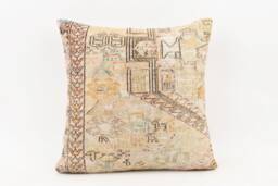 Vintage Turkish Kilim Pillow Cover 18''x18'' Handwoven Wool - thumbnail 1