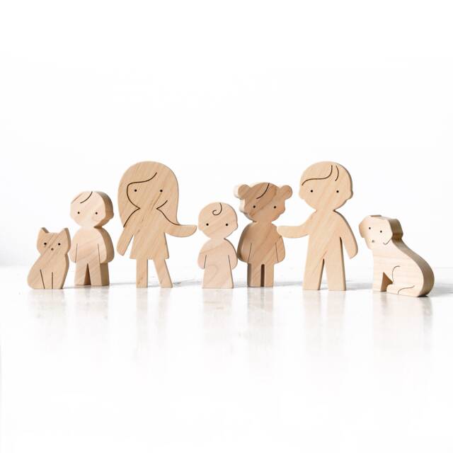 Wooden Family Figurines - Custom Portrait With Pets Personalized Anniversary Gift For Mom, Dad, Grandparents, Or Friends - image 1