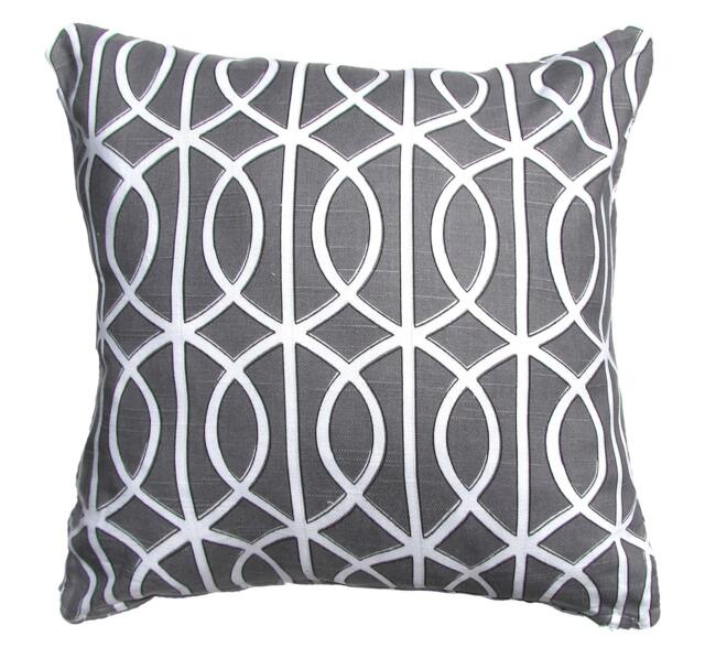 Graytrellis Pillow-Throw Pillow-Charcoal/White Lattice, Trellis, Link Pillows - 16x16 - image 1