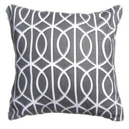 Graytrellis Pillow-Throw Pillow-Charcoal/White Lattice, Trellis, Link Pillows - 16x16 - thumbnail 2