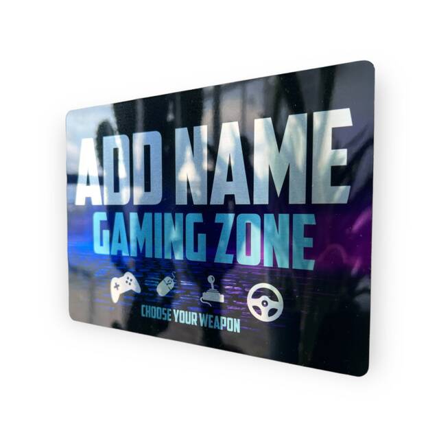 Personalised Metal Mirror Gamer Sign - Customised Printed Wall Art Plaque Gaming Zone Bricks - image 1