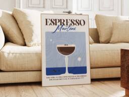 Retro Espresso Martini Cocktail Print, Classic Wall Art, Stylish Bar & Kitchen Decor - thumbnail 1