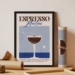 Retro Espresso Martini Cocktail Print, Classic Wall Art, Stylish Bar & Kitchen Decor - thumbnail 3