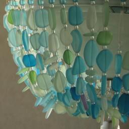 Sea Glass Chandelier Coastal Flush Mount Lighting Fixture - thumbnail 4