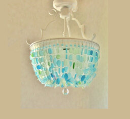 Sea Glass Chandelier Coastal Flush Mount Lighting Fixture