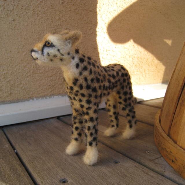 Sanaa The Cheetah, Needle Felted Animal Art Sculpture - image 1