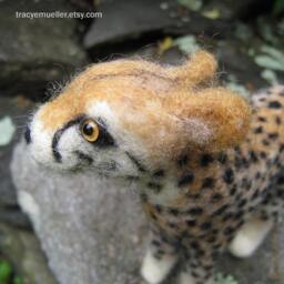 Sanaa The Cheetah, Needle Felted Animal Art Sculpture - thumbnail 3