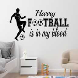 Football Is in My Blood - Quote With Custom Name Wall Art Stickers, Personalised Decal