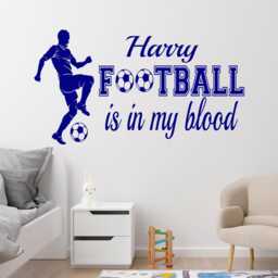 Football Is in My Blood - Quote With Custom Name Wall Art Stickers, Personalised Decal - thumbnail 2