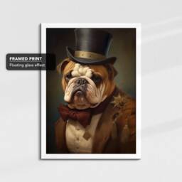 English Bulldog in A Suit Animal Painting Framed Poster Print Or Canvas Wall Decor Art Bedroom Home Interior Gift For Pet Lover - thumbnail 3