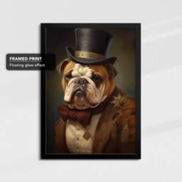 English Bulldog in A Suit Animal Painting Framed Poster Print Or Canvas Wall Decor Art Bedroom Home Interior Gift For Pet Lover - thumbnail 2