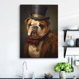 English Bulldog in A Suit Animal Painting Framed Poster Print Or Canvas Wall Decor Art Bedroom Home Interior Gift For Pet Lover - thumbnail 1