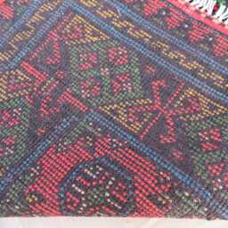 2'5x9'5 Afghan Red Runner Rug, Handmade Wool Multicolor Natural Veg Dyes Turkmen Bukhara Oriental Hallway Rug - thumbnail 4